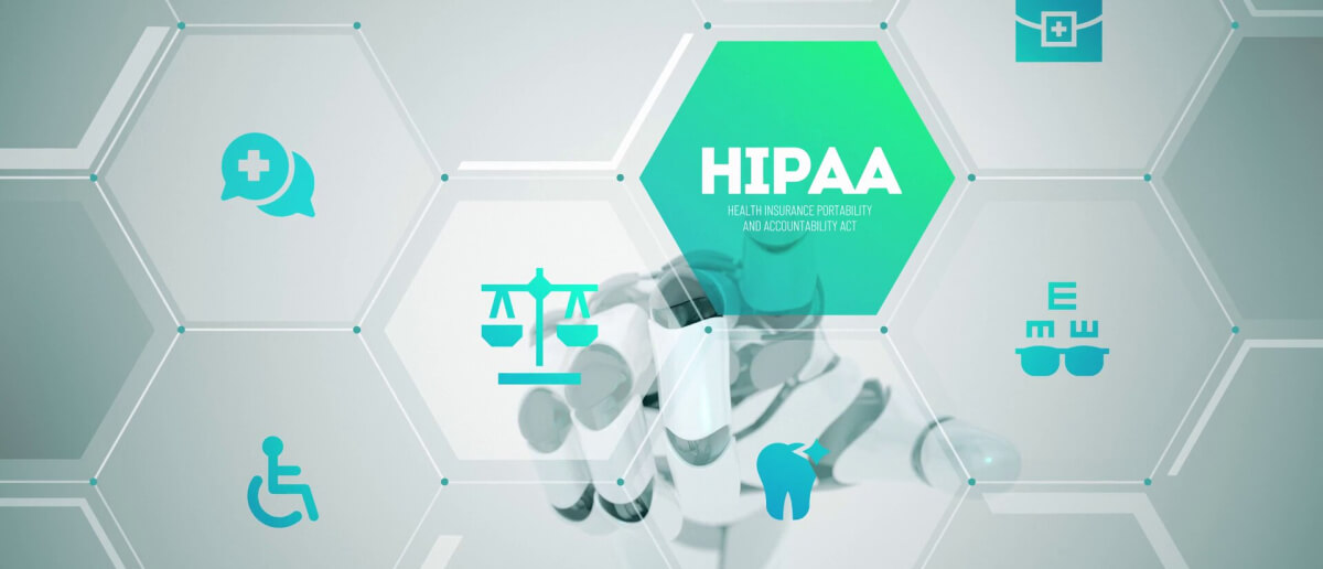 the word hipaa on a hexagonal background